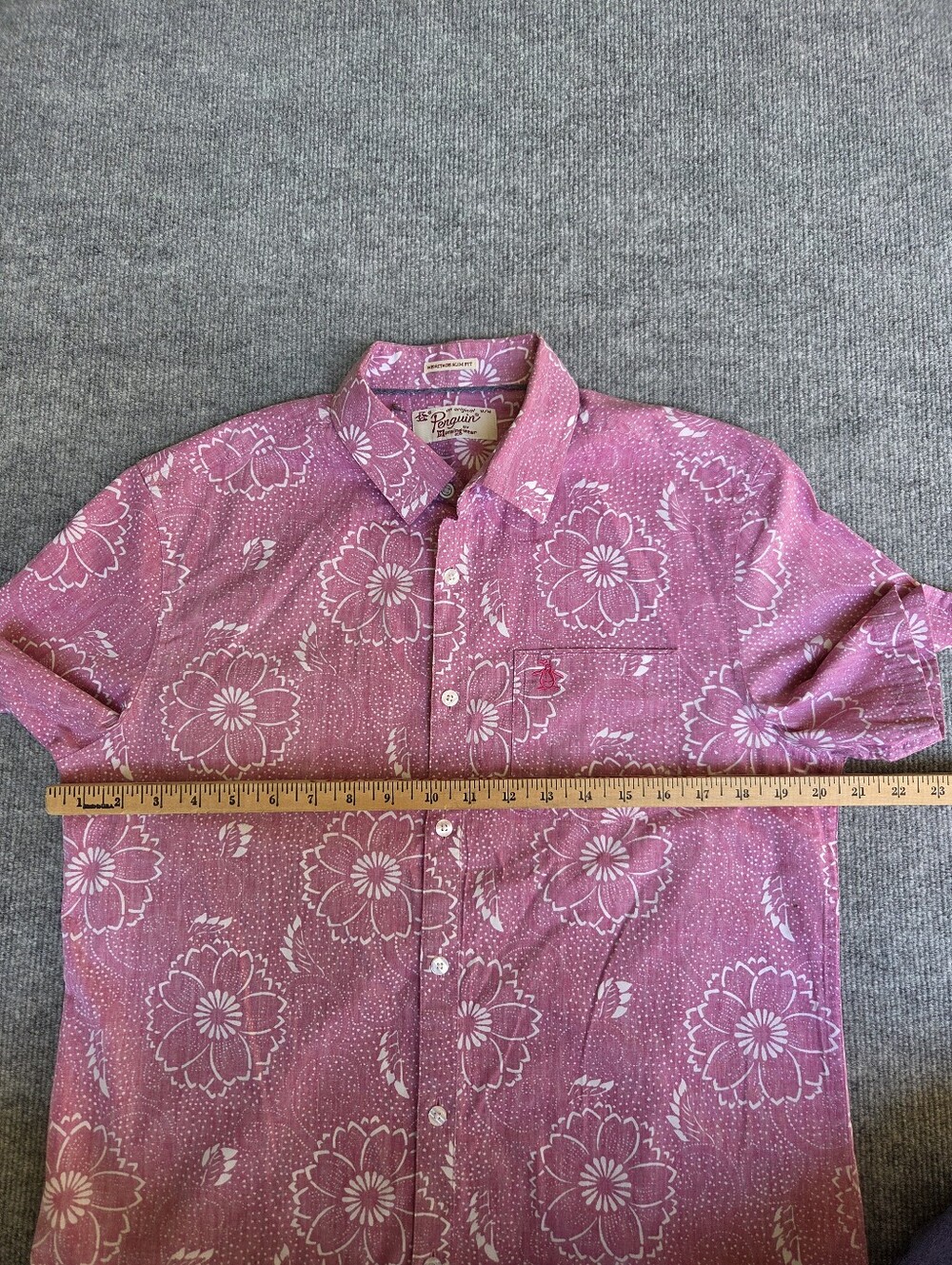 Penguin Heritage Slim Fit Short Sleeve Button Down Shirt Size-Medium - Picture 8 of 10